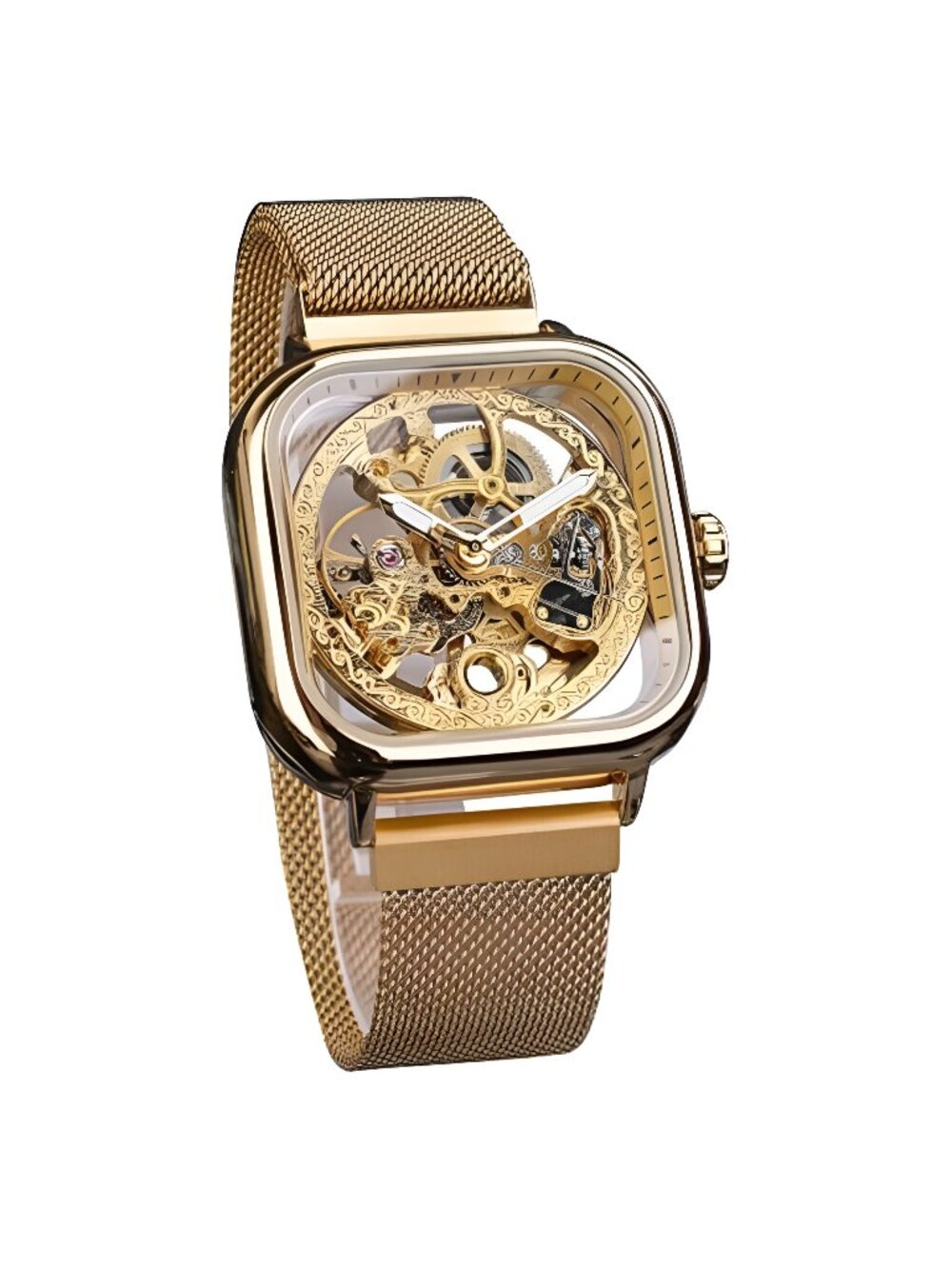 Automatic Watches Mechanical Wrist Watch Golden for Mens Skeleton Watches